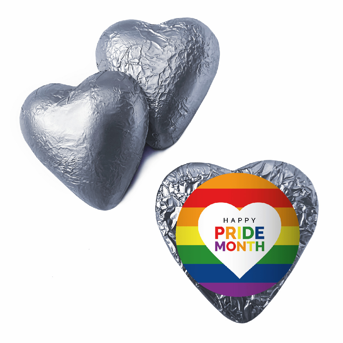 rainbow pride heart silver heart
