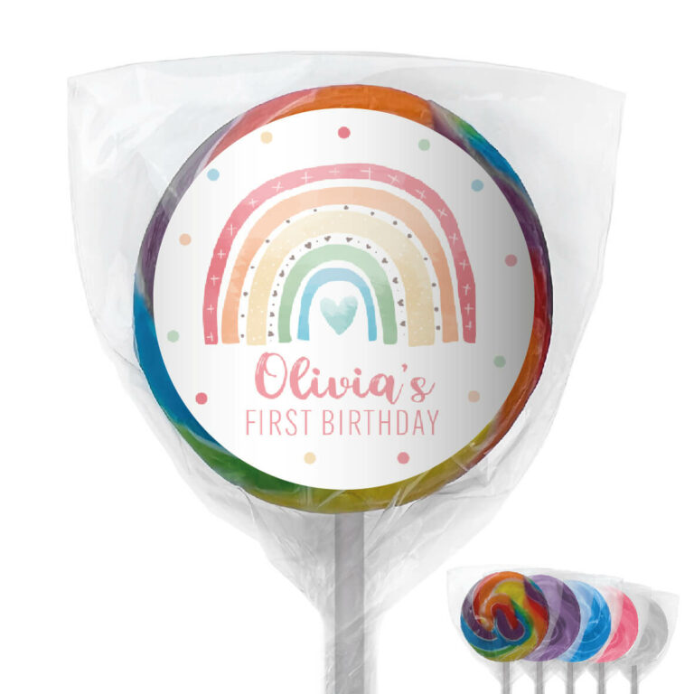 Pastel Rainbow Personalised Lollipops