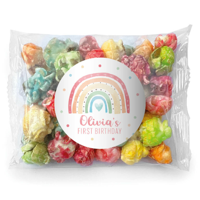 Pastel Rainbow Personalised Popcorn Bags