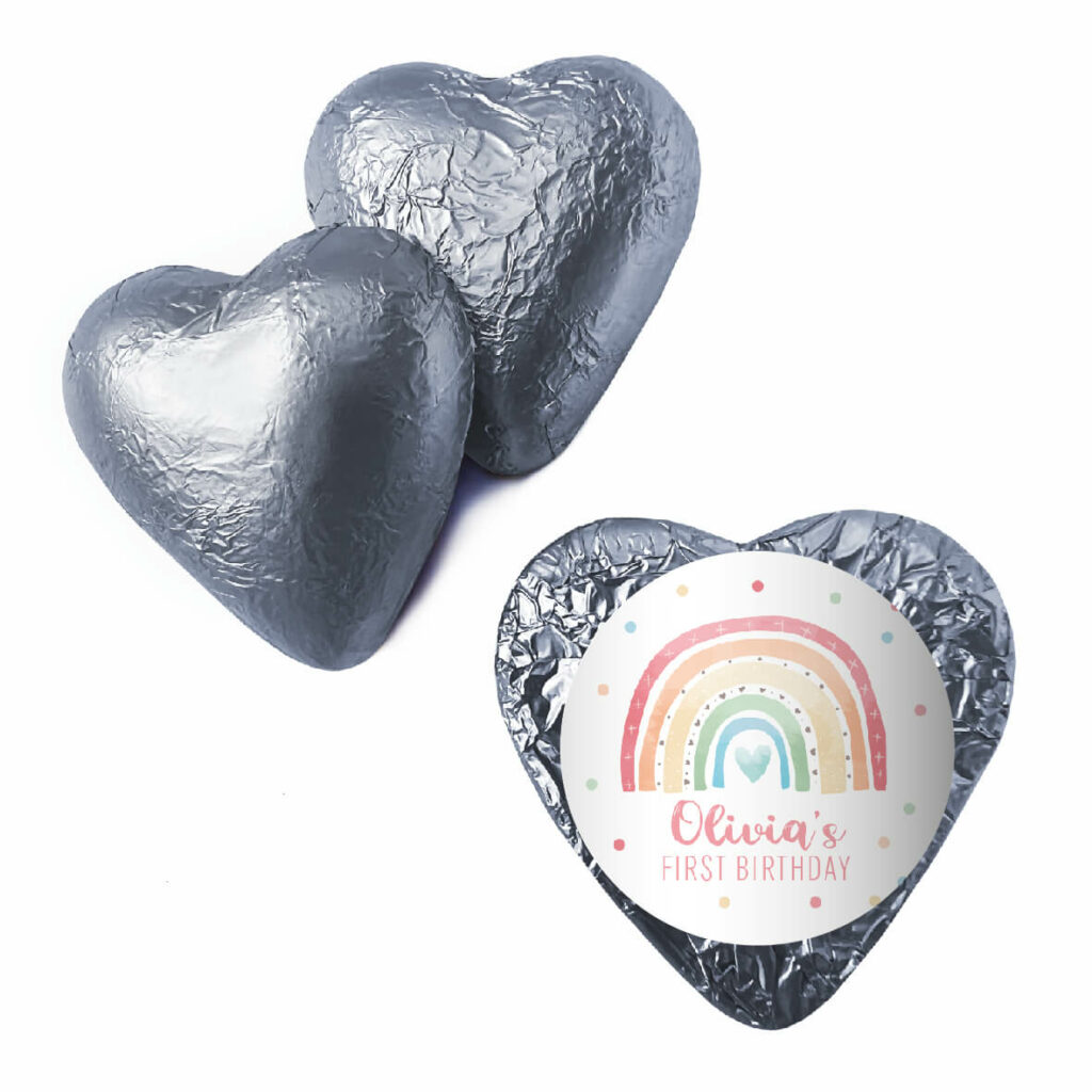 rainbow pastels silver heart