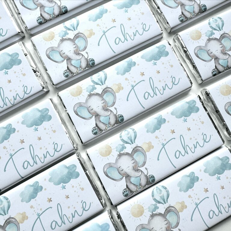 Blue Baby Elephant Personalised Chocolate Bars