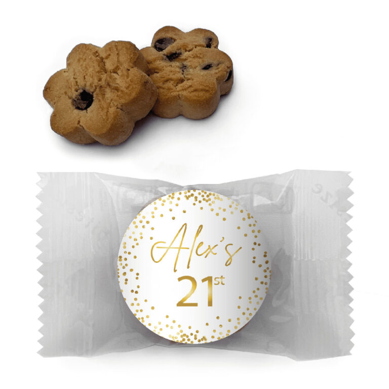 White & Gold Confetti Personalised Mini Cookies