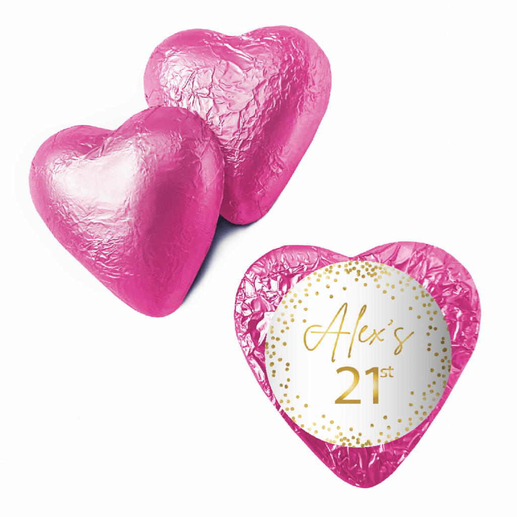 white and gold confetti pink heart