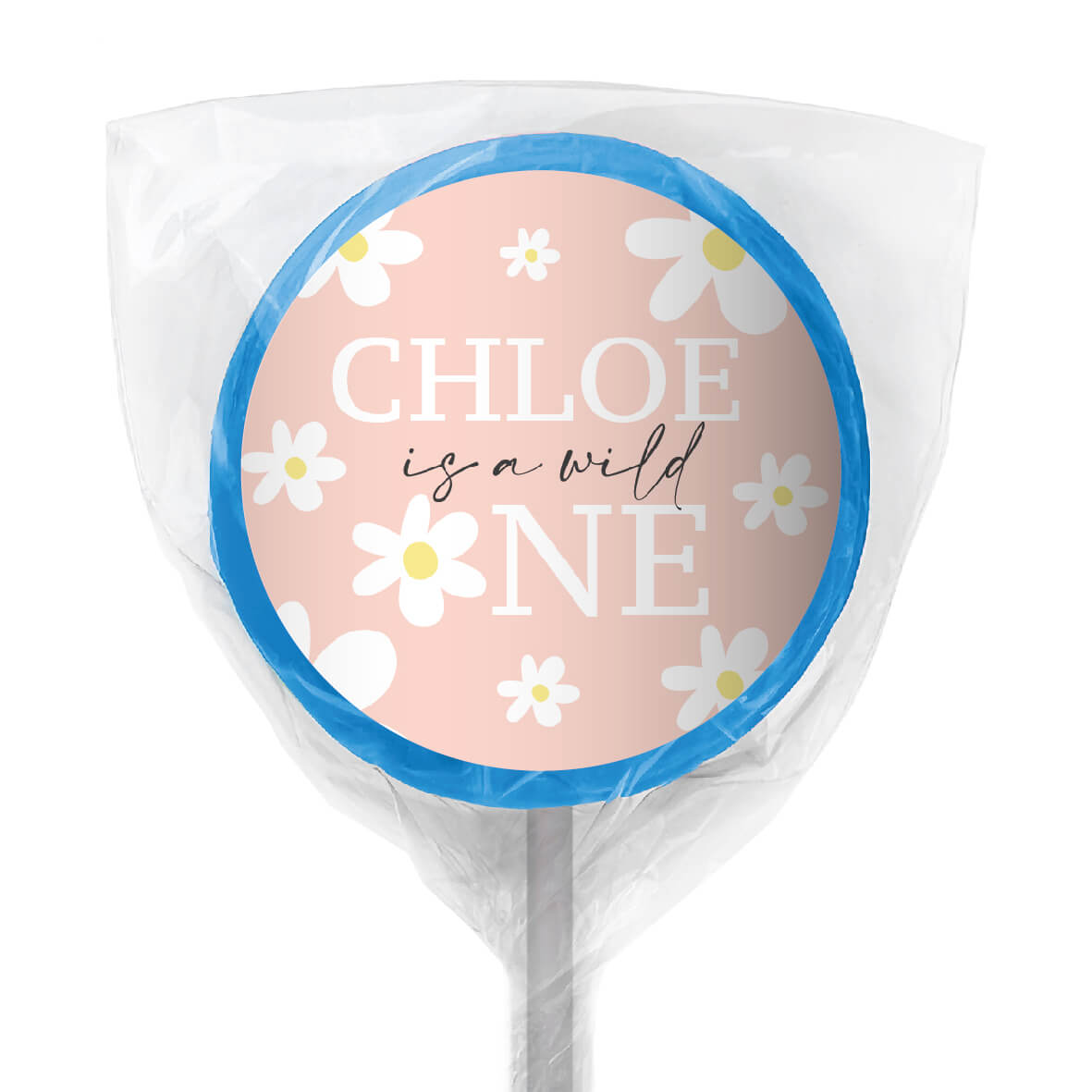 Shop for White Flower Personalised Blue Lollipop - Australia