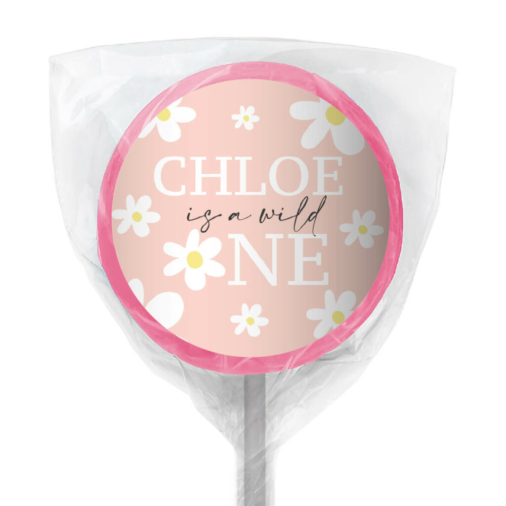 Shop for White Flower Personalised Pink Lollipop - Australia