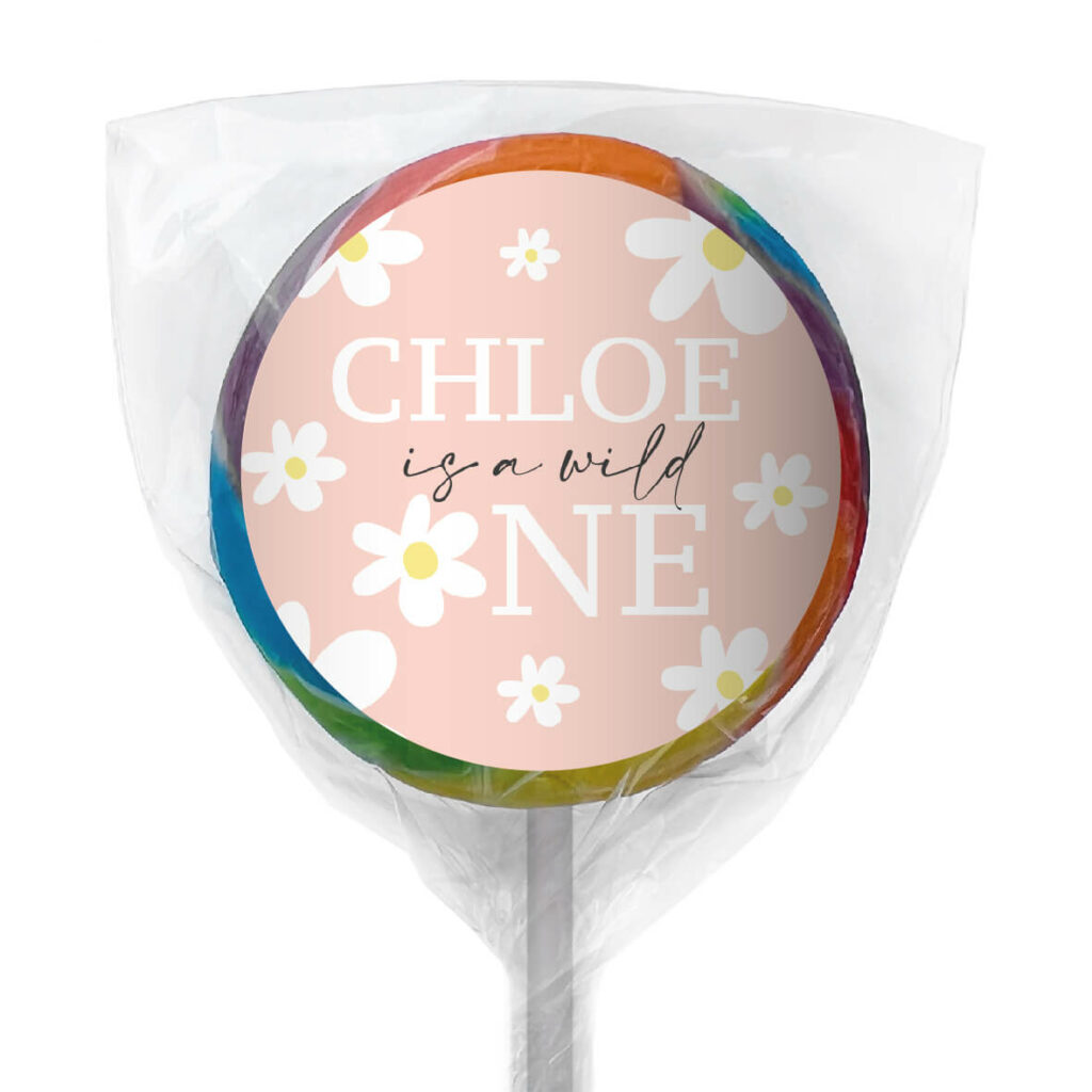 Shop for White Flower Personalised Rainbow Lollipop - Australia