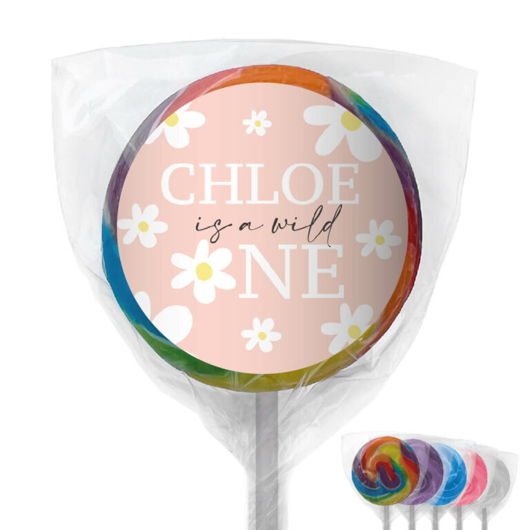 Pink Daisy Theme Personalised Lollipops