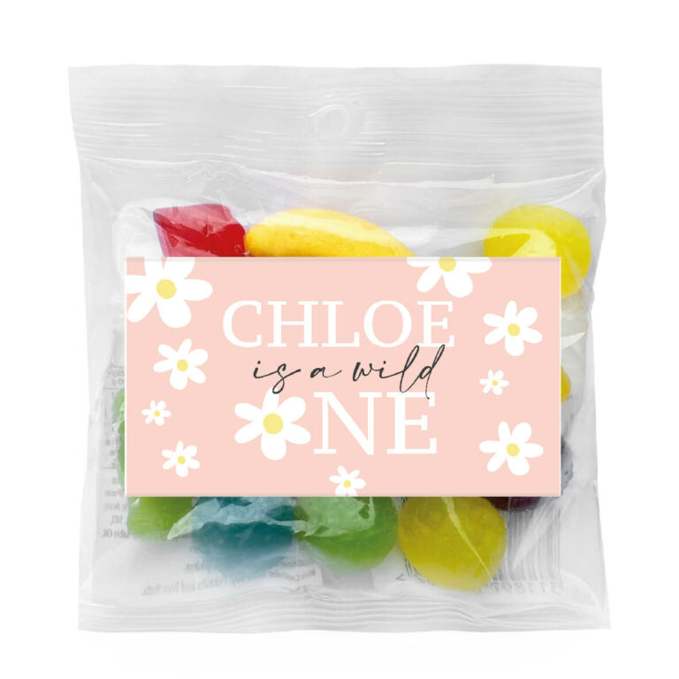 Pink Daisy Theme Personalised Lolly Bags