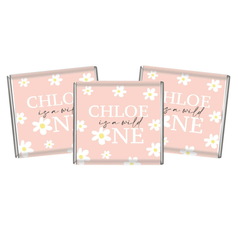 Pink Daisy Theme Custom Petite Chocolates