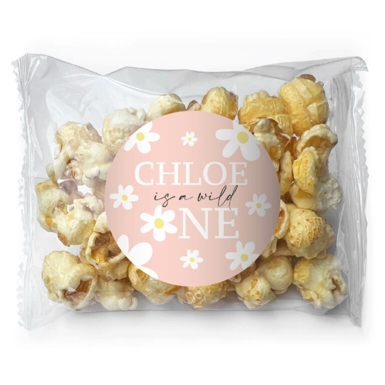 Pink Daisy Theme Personalised Popcorn Bags