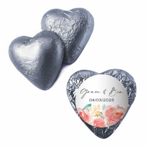 Shop for personalised silver chocolate foil hearts - Australia