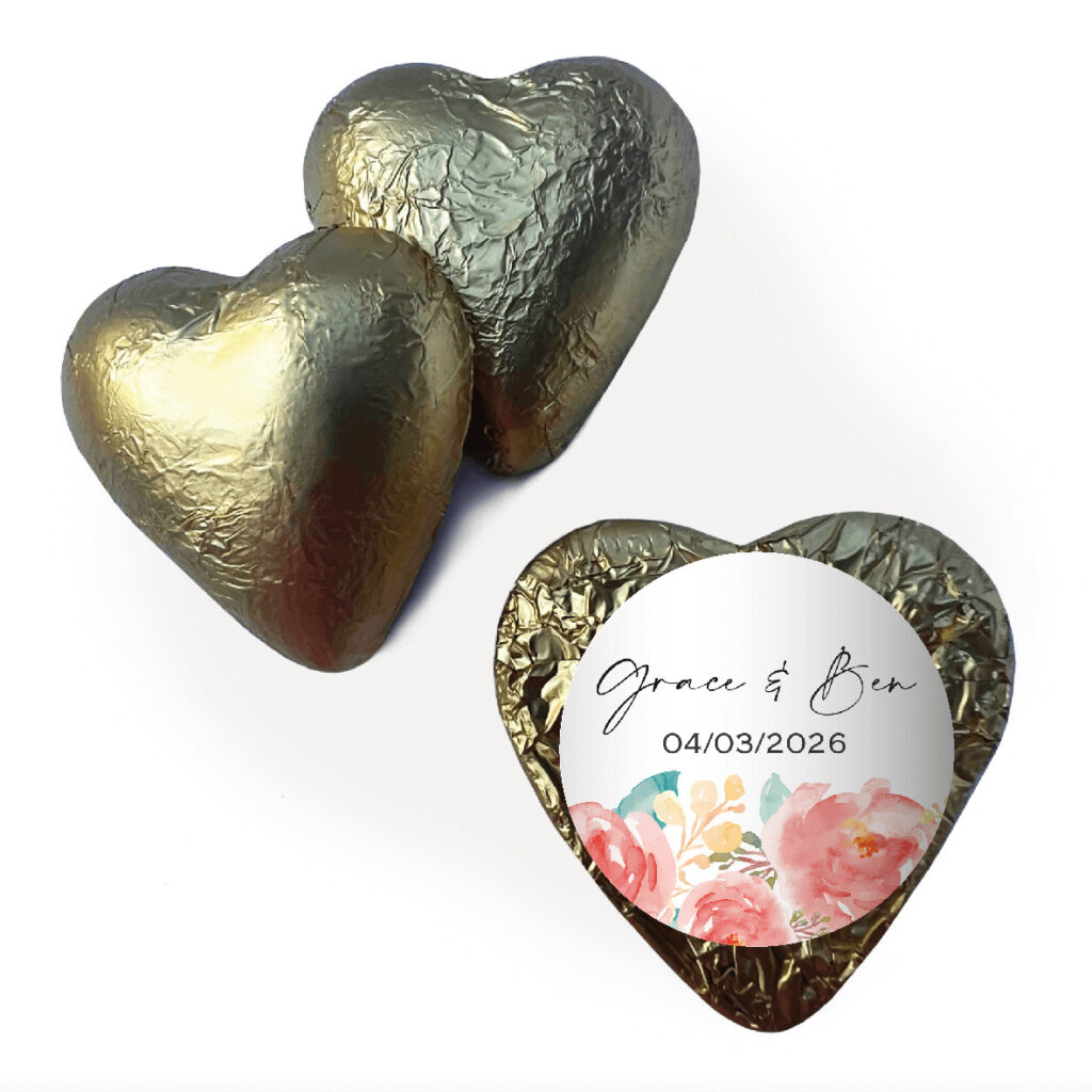 Shop for personalised gold chocolate foil hearts - Australia
