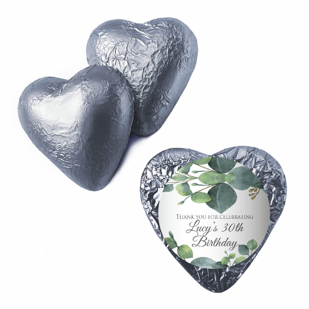 Shop for silver customised birthday chocolate foil hearts - Australia
