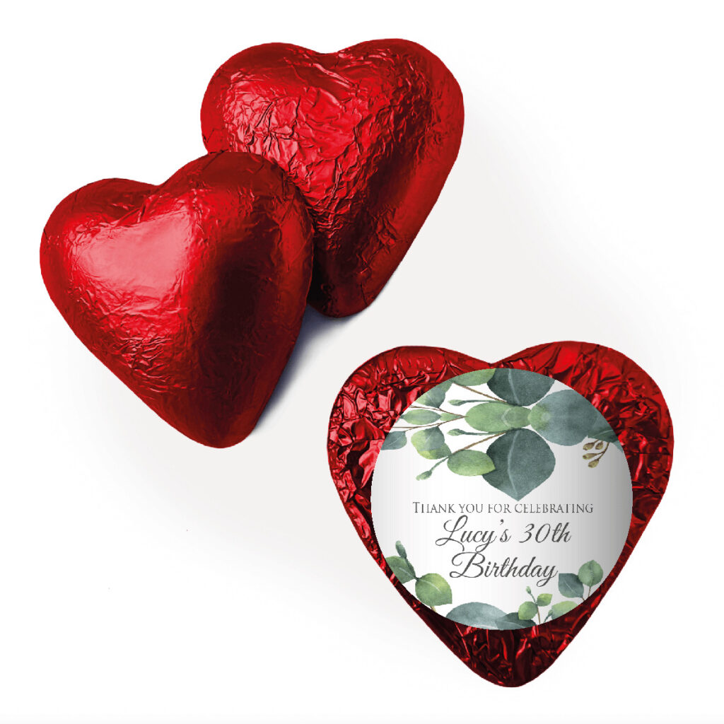 Shop for red customised birthday chocolate foil hearts - Australia