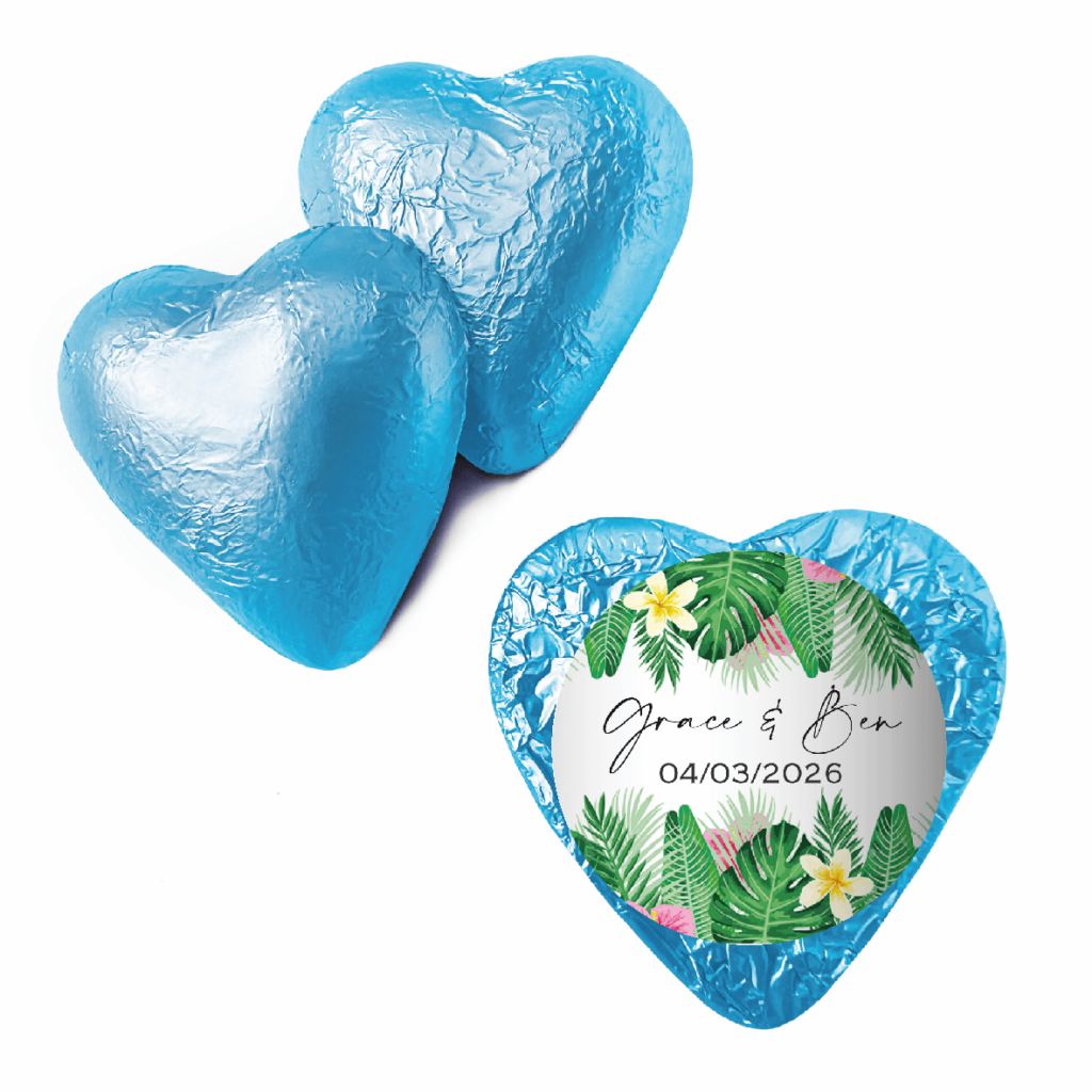 Shop for custom blue chocolate foil hearts - Australia