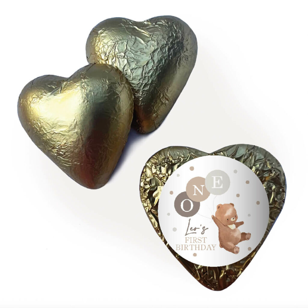 Shop for customised gold teddy foil heart with large font - Australia