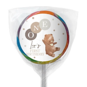 Shop for customised rainbow teddy birthday lollipop - Australia