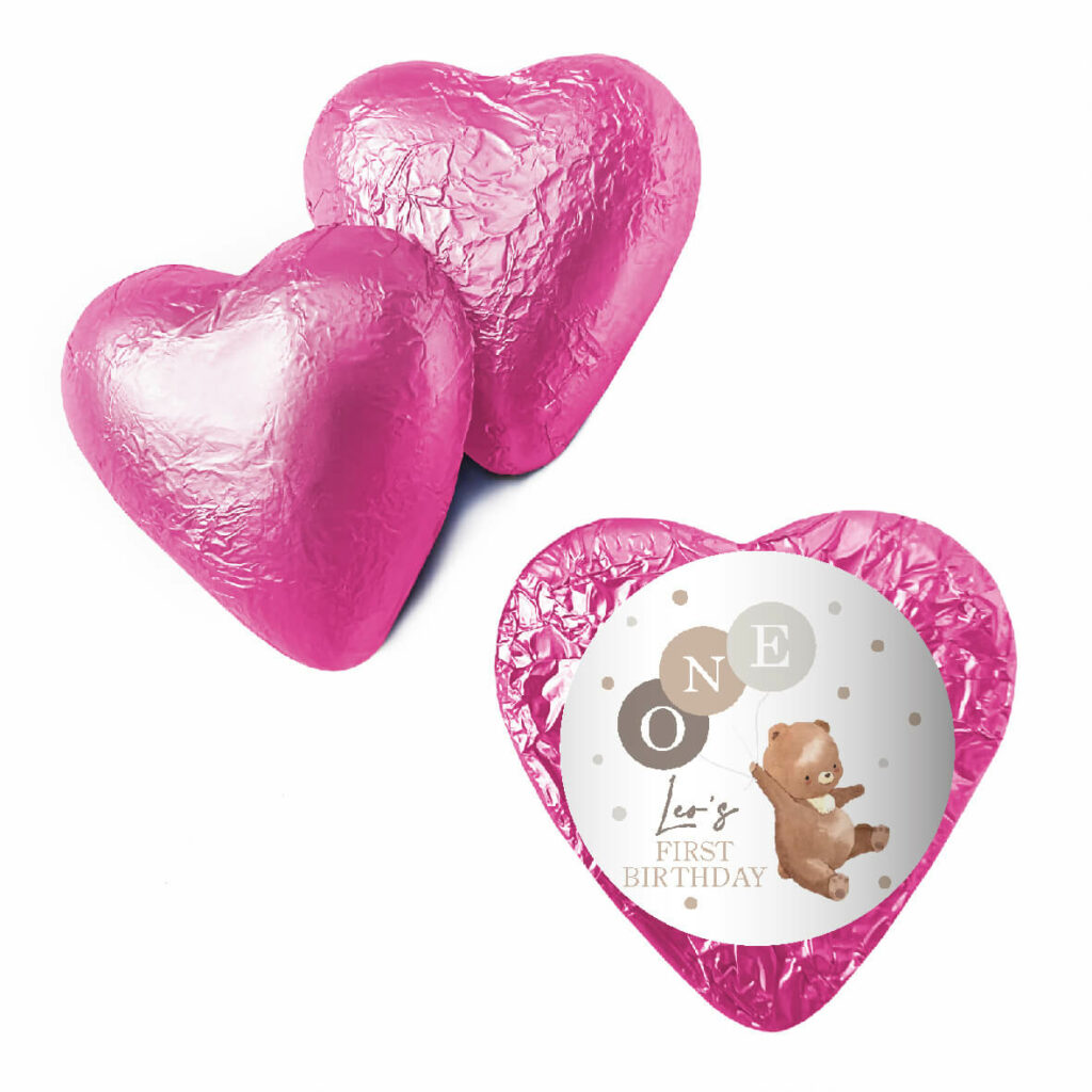 Shop for cute pink teddy foil heart with large font - Australia