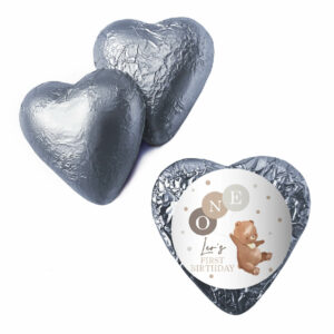 Shop for customised silver teddy foil heart with large font - Australia