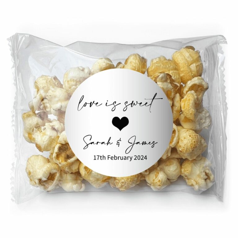 Love Is Sweet Black & White Custom Popcorn Bags