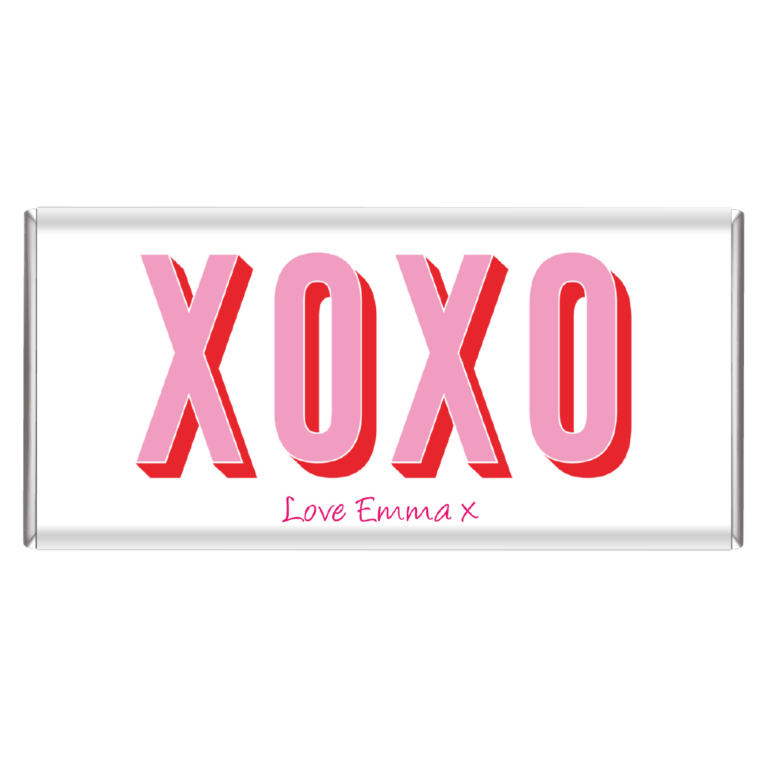 Pink XOXO Valentines Custom Chocolate Bars