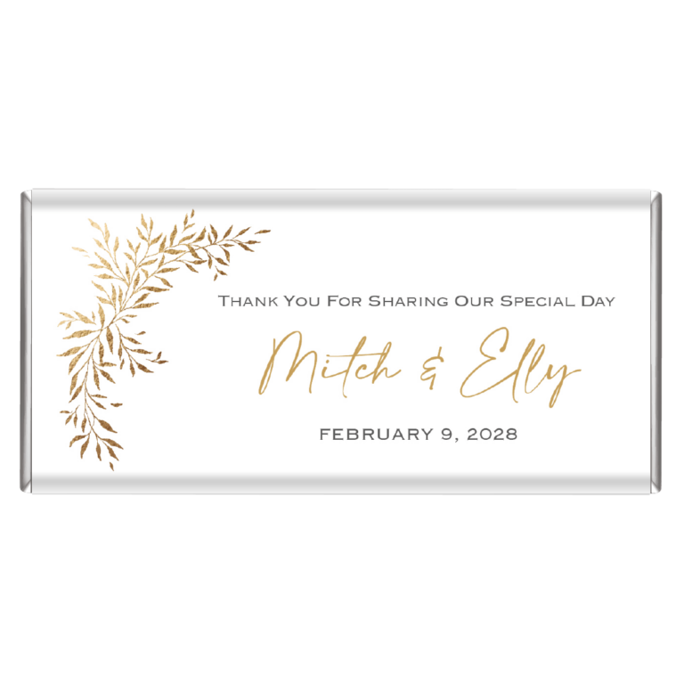 White with Gold Leaves Custom Chocolate Bars