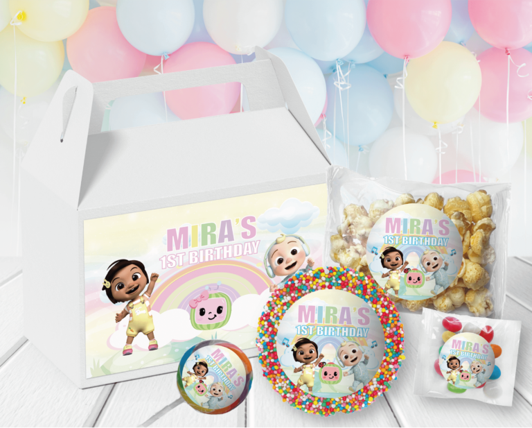 Cocomelon Theme Personalised Kids Party Lolly Box Pack