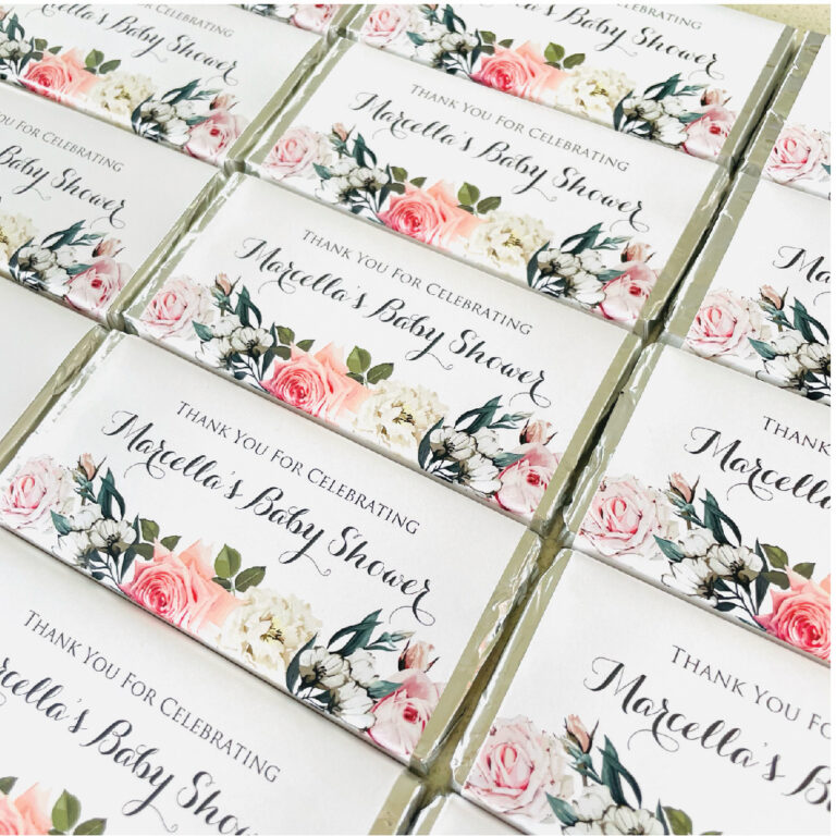 Florals On White Custom Chocolate Bar Favours
