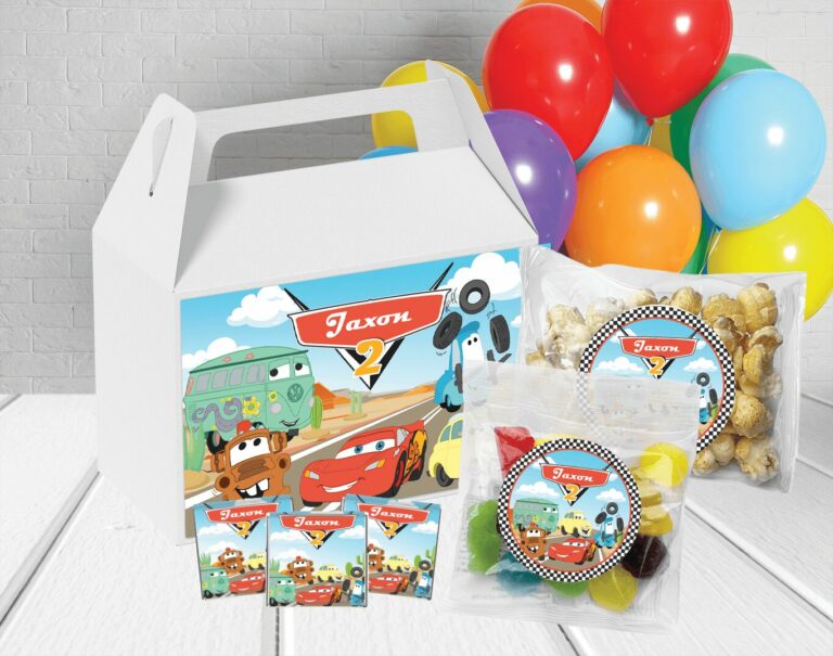 Race Car Theme Personalised Kids Photo Party Lolly Box Pack