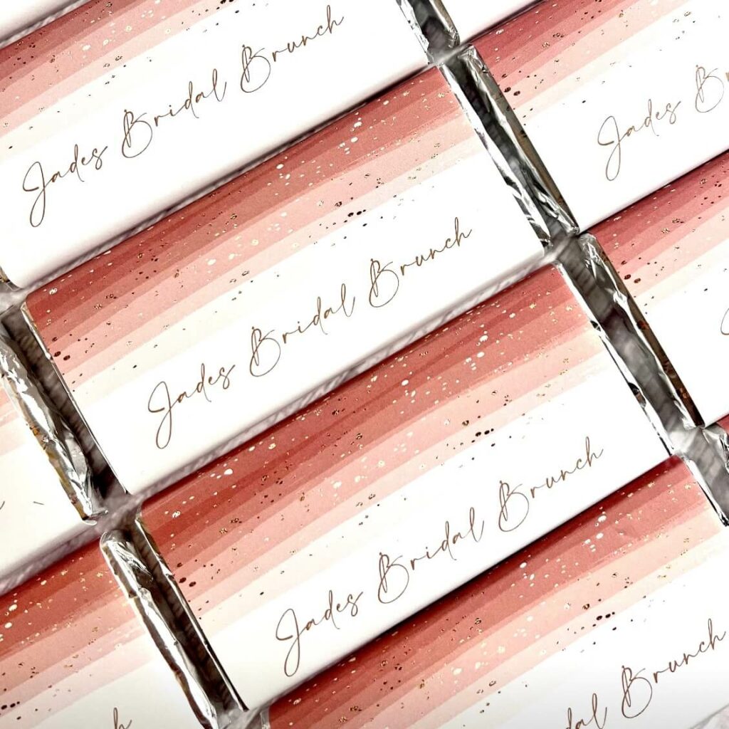Dusty Pink & Gold Personalised Chocolate Bars