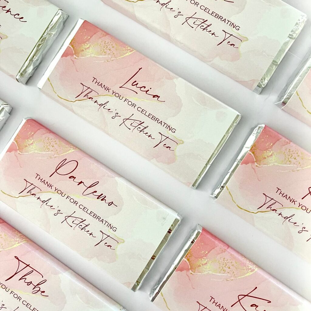 Dusty Pink & Gold Marble Personalised Chocolate Bars