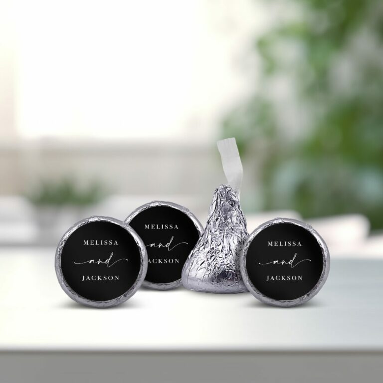 Elegant Black & White Hersheys Kisses Custom Chocolates