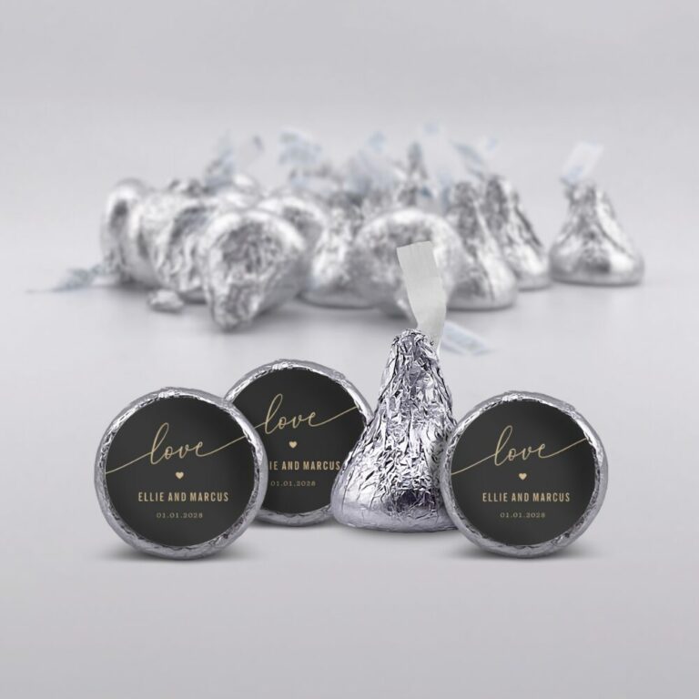 Romantic Black & Gold Hersheys Kisses Custom Chocolates