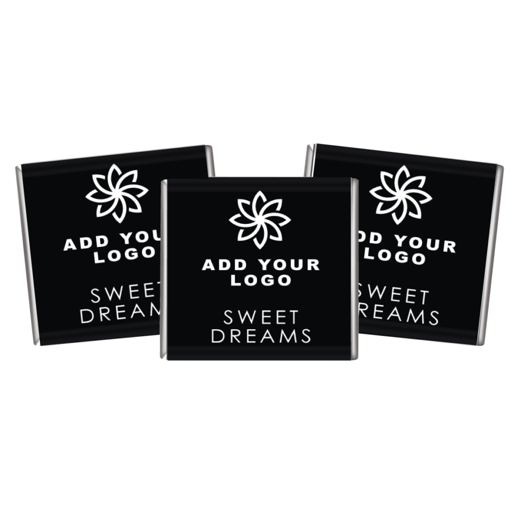 Add Your Logo Black & White Sweet Dreams Hospitality Petite Chocolates