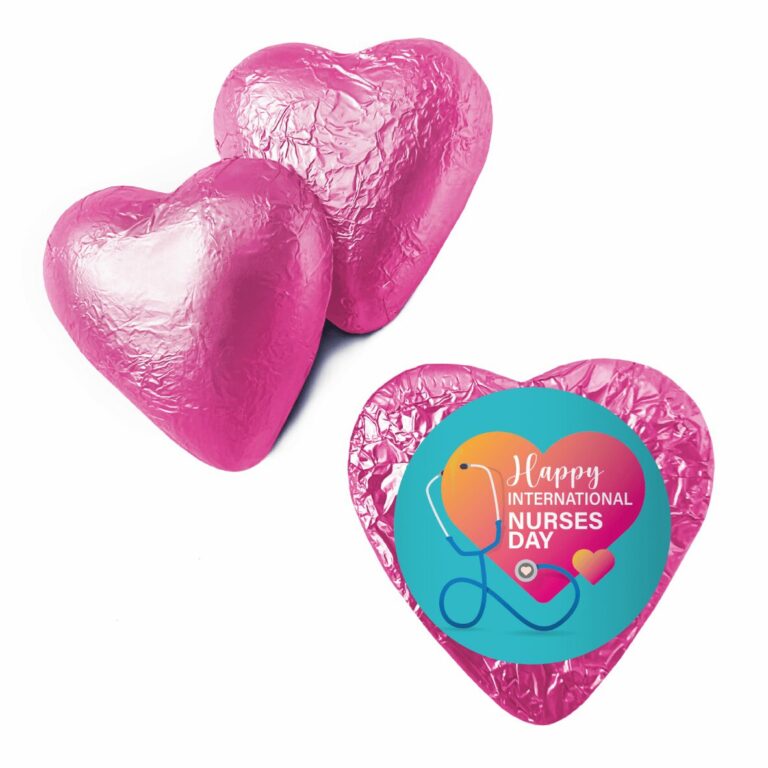 International Nurses Day Heart Custom Foil Chocolate Hearts