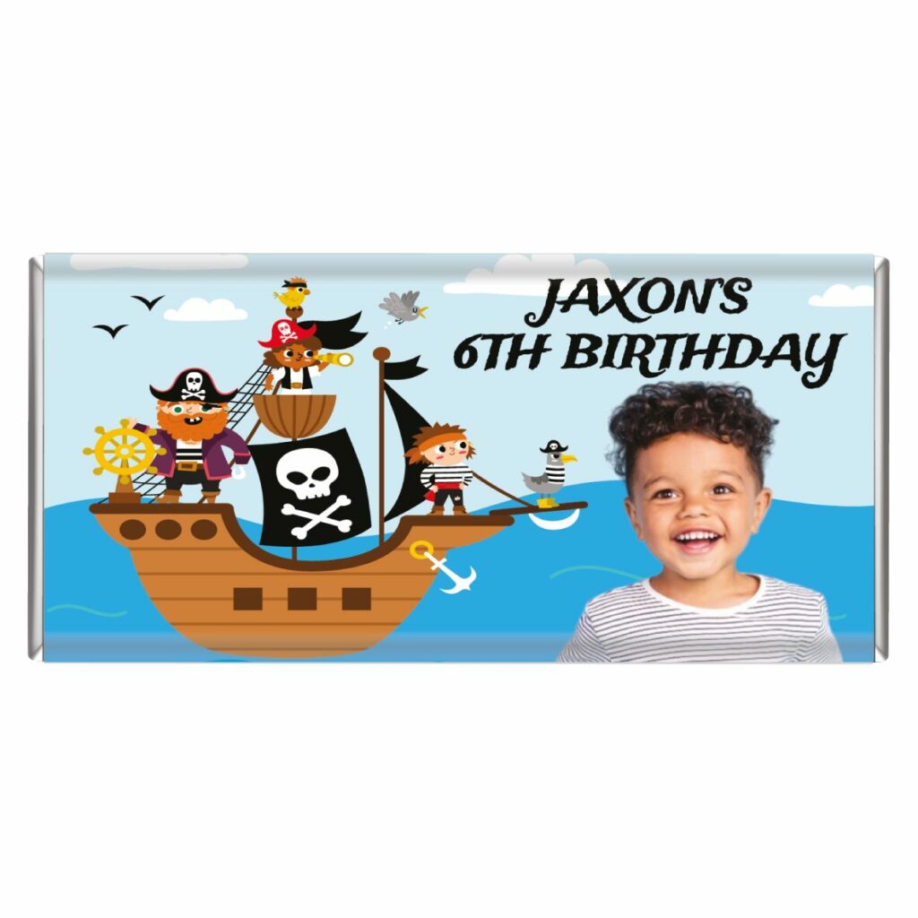 pirate party personalised chocolate bar favours