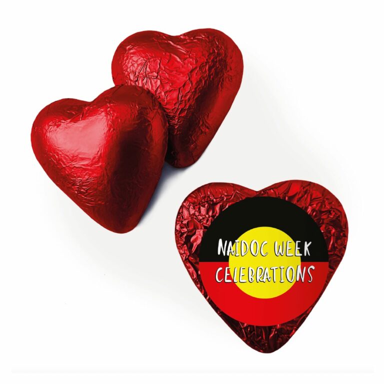 NAIDOC Week Celebration Aboriginal Flag Custom Foil Chocolate Hearts