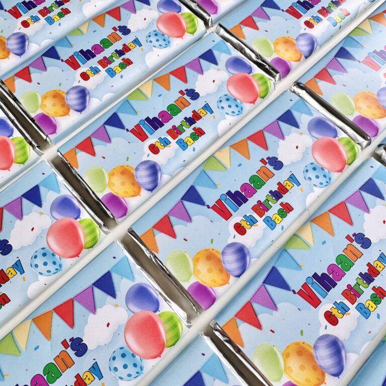 Colourful Balloons Party Personalised Chocolate Bars