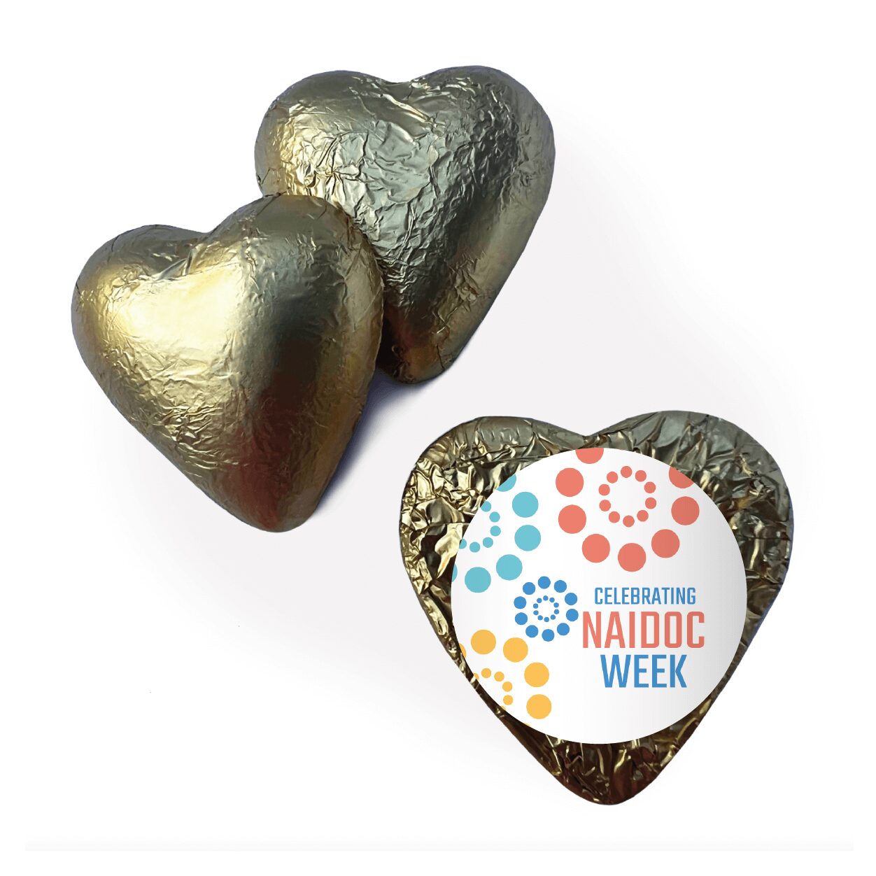 naidoc pastel dots gold heart