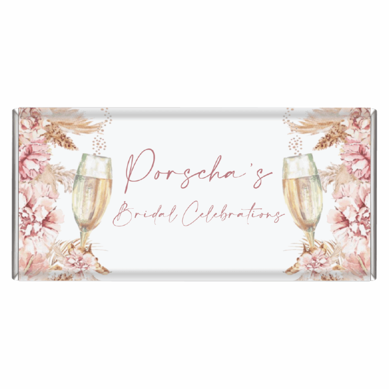 Florals & Champagne Personalised Bridal Shower Chocolate Bars