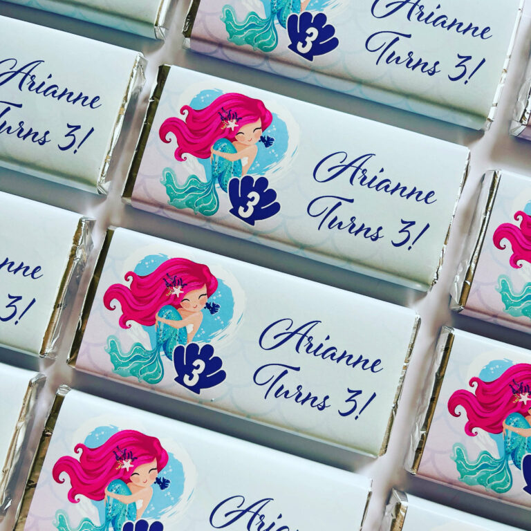 Mermaid Theme Personalised Chocolate Bar Favours