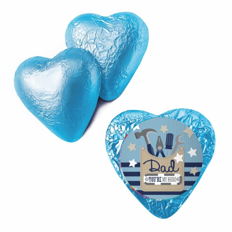 Fathers Day Tools Theme Personalised Foil Chocolate Hearts