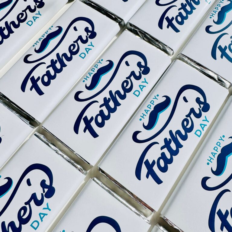 Blue Moustache Fathers Day Custom Chocolate Bars