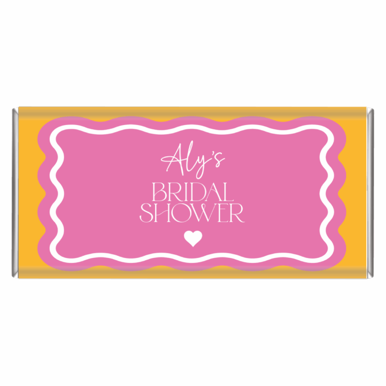 Pink & Orange Wavy Design Custom Bridal Shower Chocolate Bars