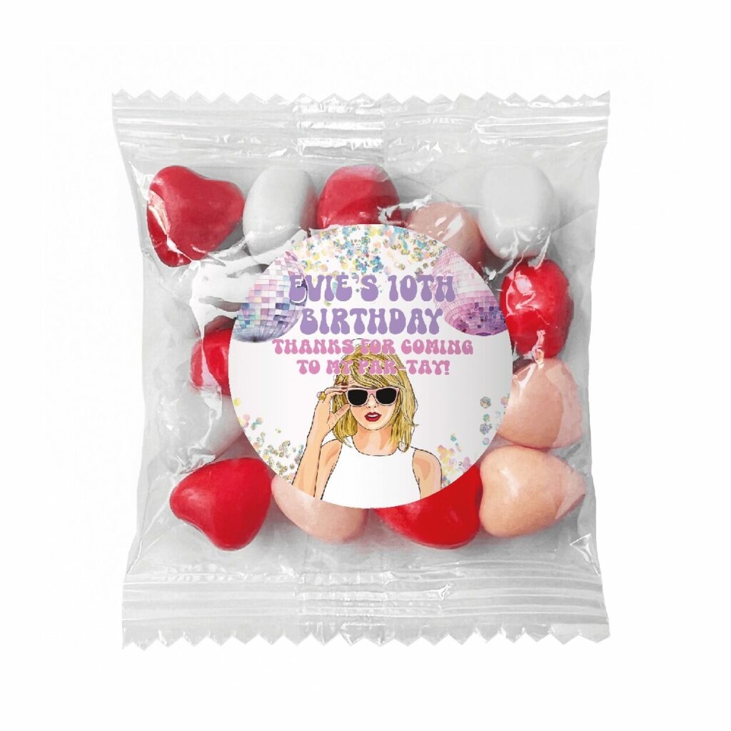 swiftie party personalised candy heart favours