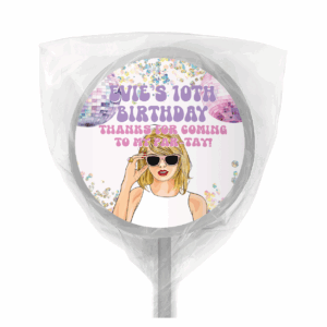 swiftie party personalised lollipop favours white