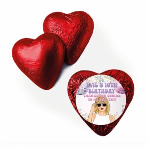 swiftie party personalised chocolate heart favours red