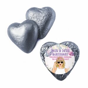 swiftie party personalised chocolate heart favours silver