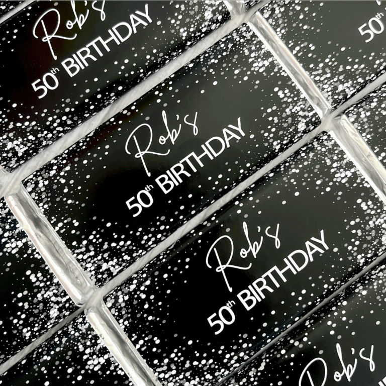 Black & White Confetti Personalised Chocolate Bars