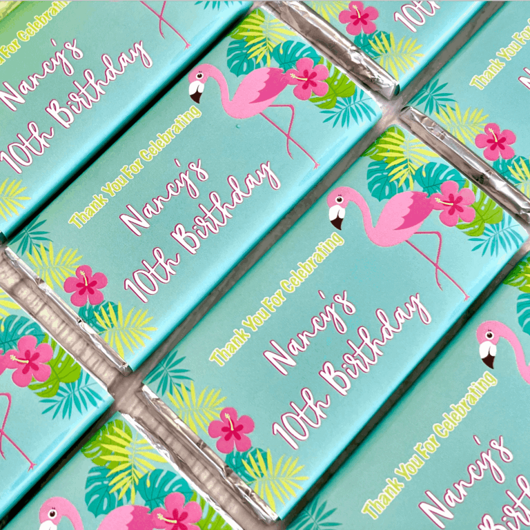 Flamingo Party Personalised Chocolate Bar Favours